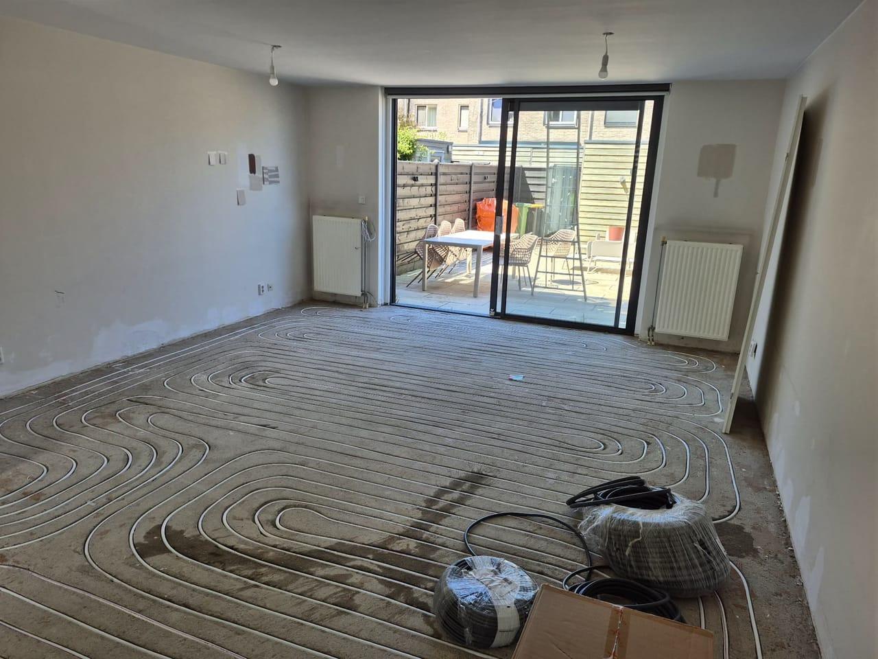 Nieuw aangelegde vloerverwarming in een woning in IJsselstein
